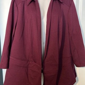 Notations open front blazer jacket wine 2X spring